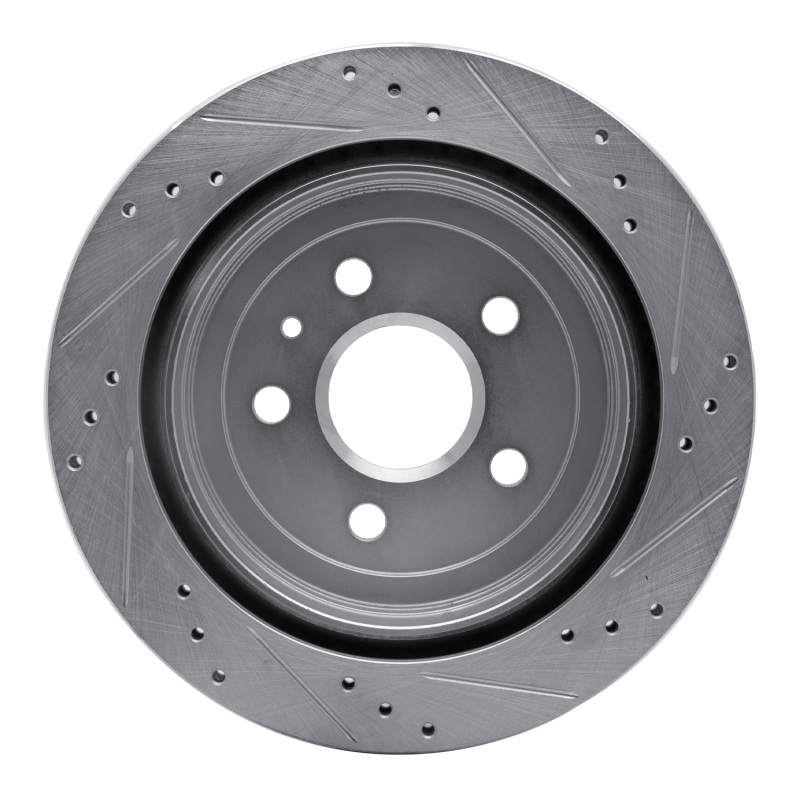 Cadillac CTS Brake Rotor (1) - Rear Left - R1 Concepts - Drilled & Slotted - Silver - `08-`19